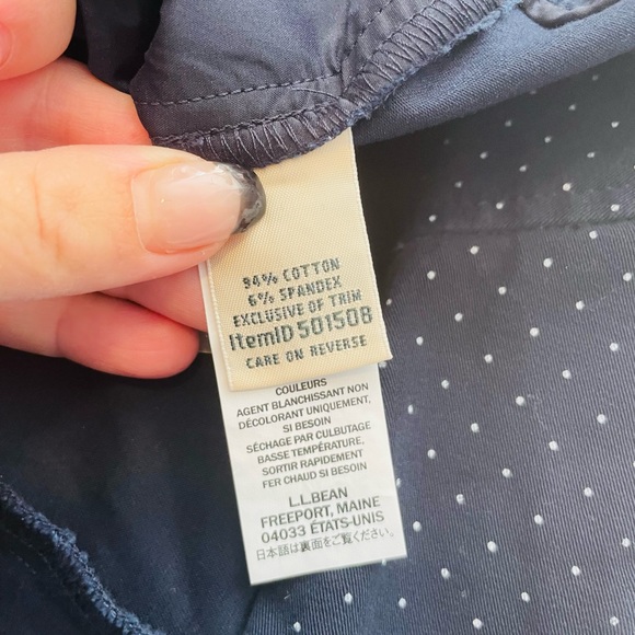 L.L. Bean 6 Classic Fit Navy Blue Polka Dot Stretch Dress Pants - Picture 7 of 10